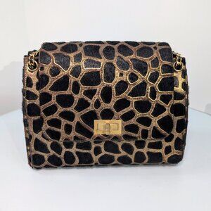 Chanel Vintage Brown Cream Giraffe Print Pony Hair Tote Bag